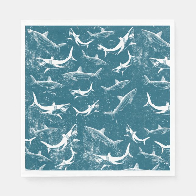 Serviette En Papier Motif de requins bleus en détresse (Devant)