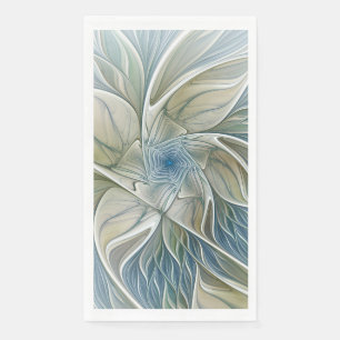 Serviette En Papier Motif de rêve floral Abstrait Bleu Kaki Fractal