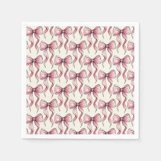 Serviette En Papier Motif de ruban à nœud esquisse rose