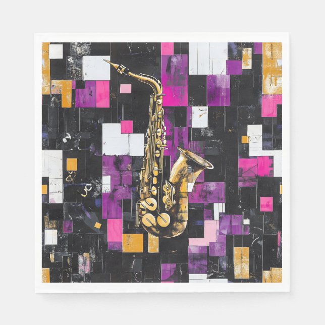Serviette En Papier Motif de saxophone moderne (Devant)