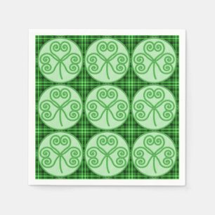 Serviette En Papier Motif de Shamrock vert et noir