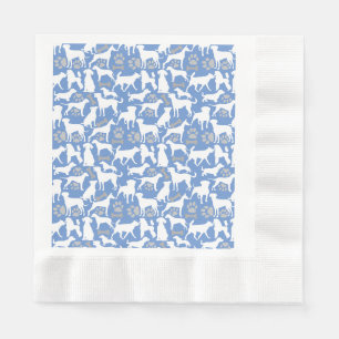 Serviette En Papier Motif de silhouette de chien.Blanc.03 Lblue BG