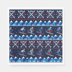 Serviette En Papier Motif de ski de Noël laid pour les Fêtes