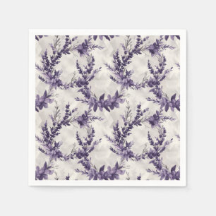Serviette En Papier Motif de style aquarelle de lavande rustique