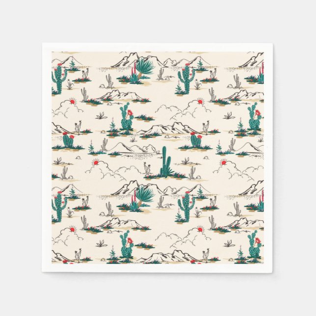 Serviette En Papier Motif de succulents florissants (Devant)