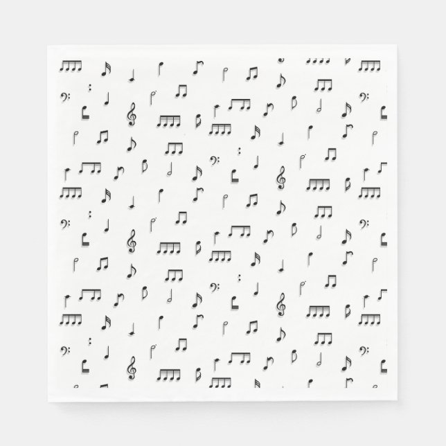 Serviette En Papier Motif de symboles Black & White Music Notes (Devant)