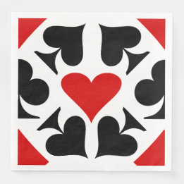 Serviette En Papier Motif de symboles de carte de jeu rouge, noir et b