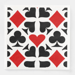 Serviette En Papier Motif de symboles de carte de jeu rouge, noir et b
