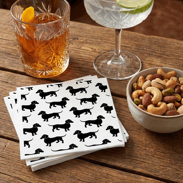 Serviette En Papier Motif de teckel noir mignon (Créateur téléchargé)