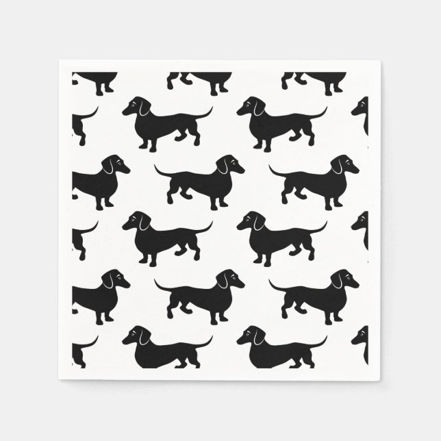 Serviette En Papier Motif de teckel noir mignon (Devant)