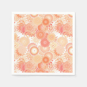 Serviette En Papier Motif de tourbillon fractal, nuances de corail et 
