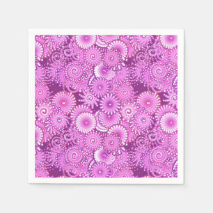 Serviette En Papier Motif de tourbillon fractal, nuances de prune et d