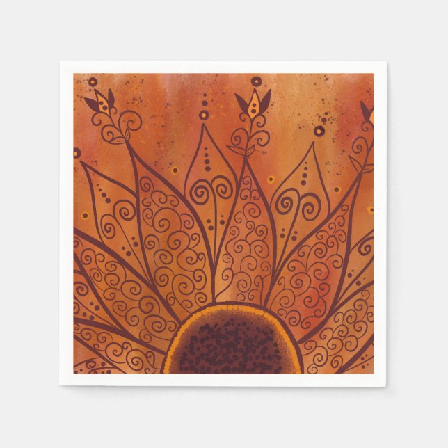 Serviette En Papier Motif de tournesol Abstrait (Devant)