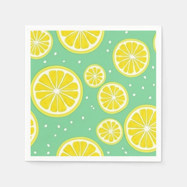 Serviette En Papier Motif de tranche de citron vert et jaune (Devant)