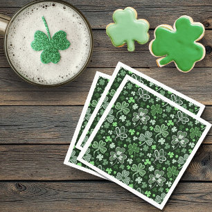 Serviette En Papier Motif de Trèfle Celtique Cœurs Irlandais Verts