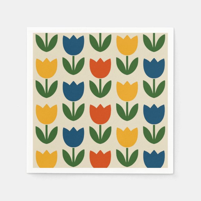 Serviette En Papier Motif de tulipe coloré (Devant)