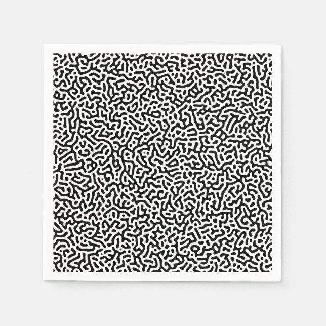 Serviette En Papier Motif de Turing Noir et Blanc (Devant)
