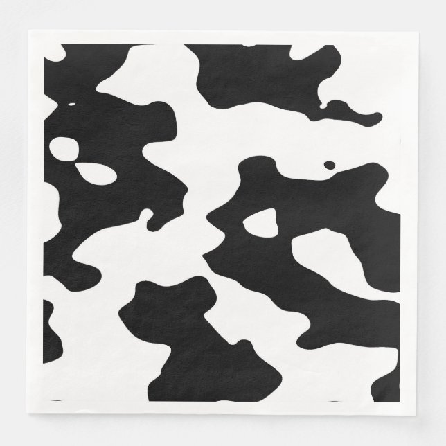 Serviette En Papier Motif de vache noir et blanc (Devant)