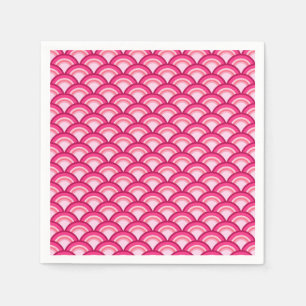 Serviette En Papier Motif de vague Art Déco - fuchsia et corail