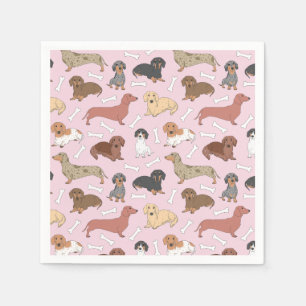 Serviette En Papier motif de variété dachshund en rose