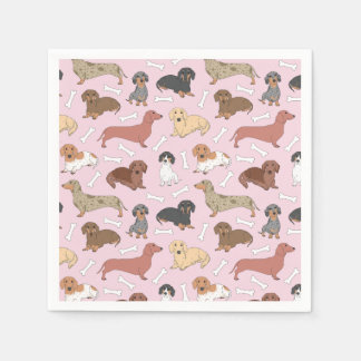 Serviette En Papier motif de variété dachshund en rose