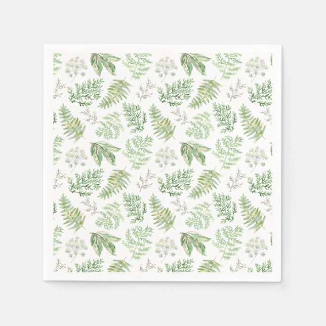 Serviette En Papier Motif de verdure forestière (Devant)