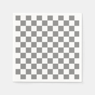 Serviette En Papier Motif de vérification À damiers blanc gris cendré