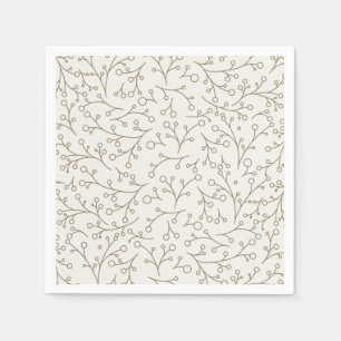 Serviette En Papier Motif de vigne de baie botanique d'art de ligne ma