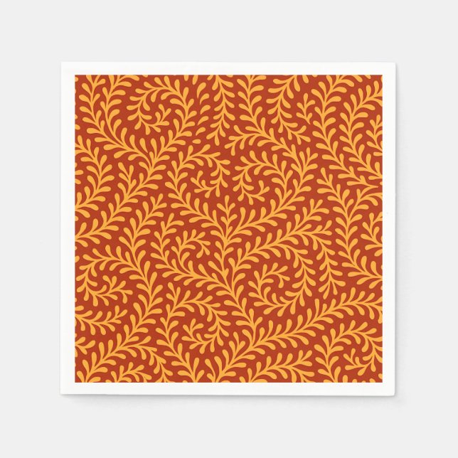 Serviette En Papier Motif de vigne feuillue jaune doré  (Devant)