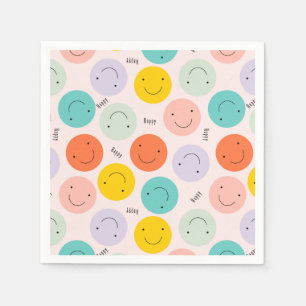 Serviette En Papier Motif de visage joyeux souriant coloré