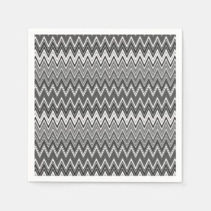 Serviette En Papier Motif de zigzag géométrique noir et blanc
