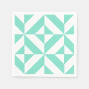 Serviette En Papier Motif Décor géométrique vert Seafoam