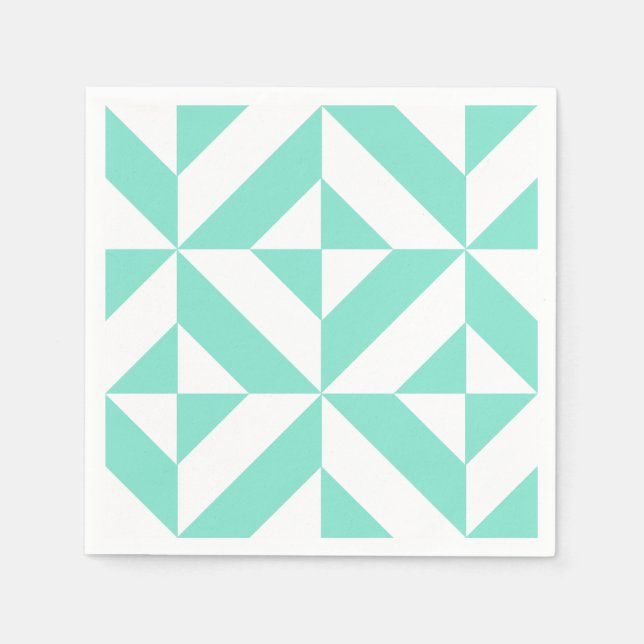 Serviette En Papier Motif Décor géométrique vert Seafoam (Devant)