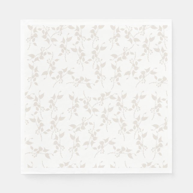 Serviette En Papier Motif décoratif en feuille beige botanique (Devant)