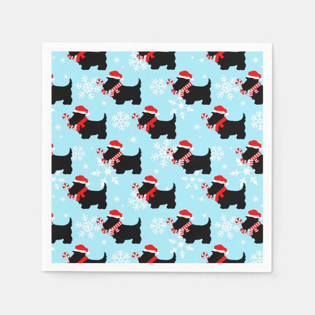 Serviette En Papier Motif des chiens écossais de Noël (Devant)