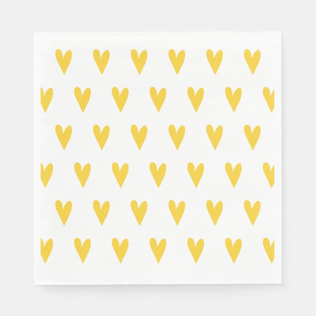 Serviette En Papier Motif des Coeurs Jaunes (Devant)