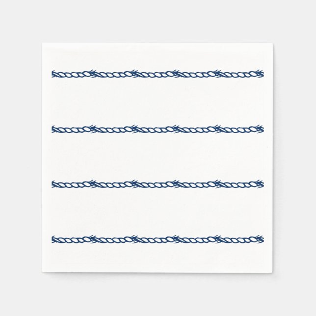 Serviette En Papier Motif des cordes nautiques bleu marine (Devant)