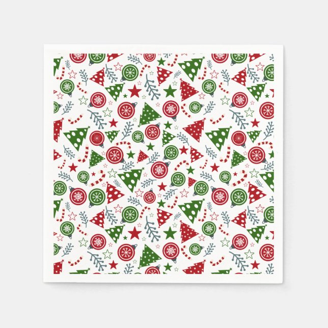Serviette En Papier Motif des éléments de Noël (Devant)