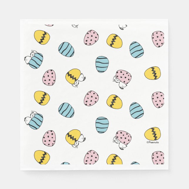 Serviette En Papier Motif des oeufs de Pâques Snoopy (Devant)