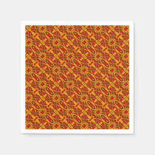 Serviette En Papier Motif dessiné à la main orange et rouge