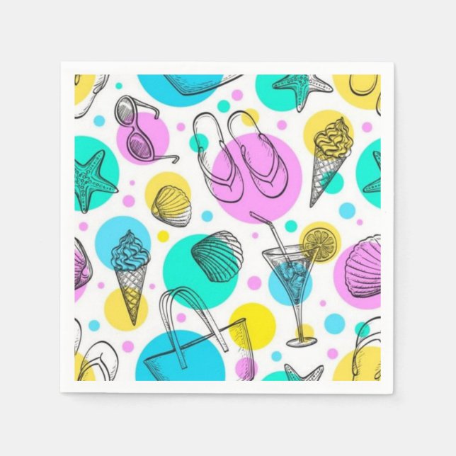 Serviette En Papier Motif d'été (Devant)