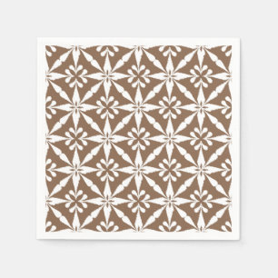 Serviette En Papier Motif d'étoile Ikat - Taupe Brun et Blanc