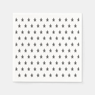 Serviette En Papier Motif d'étoile simple dessiné à la main blanc mign