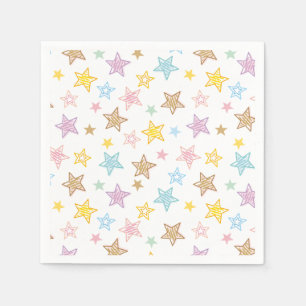 Serviette En Papier Motif d'étoiles pastel colorées mignonnes