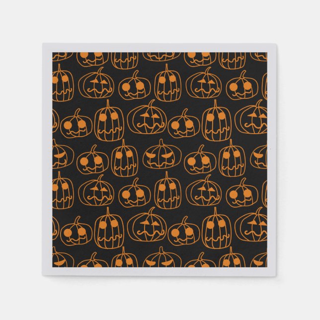 Serviette En Papier Motif d'Halloween Citrouille orange (Devant)