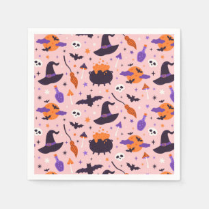 Serviette En Papier Motif d'Halloween mou et rose