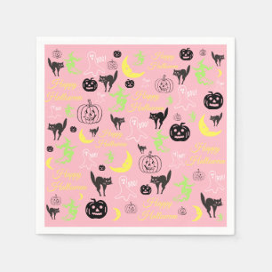Serviette En Papier Motif d'Halloween rose