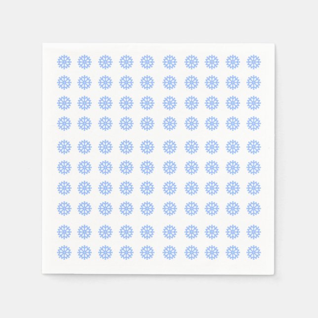 Serviette En Papier Motif d'hiver bleu clair Snowflake (Devant)