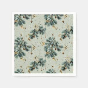 Serviette En Papier Motif d'hiver de Pinecone bleu et Brown