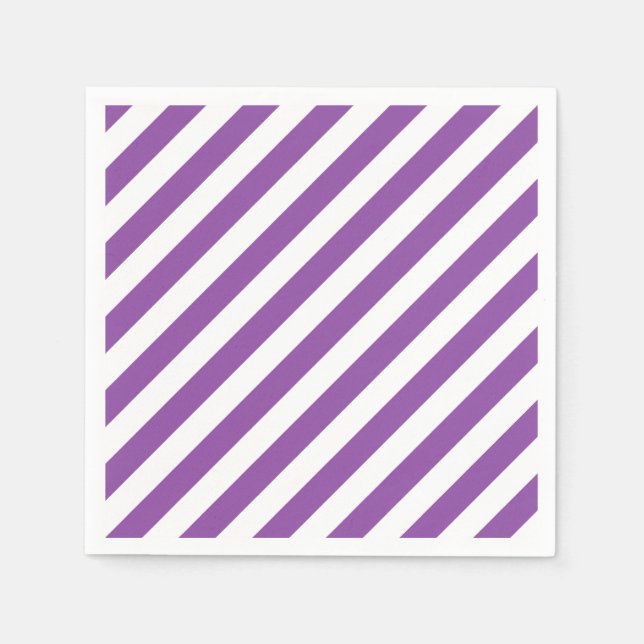 Serviette En Papier Motif Diagonal Violet Et Blanc (Devant)